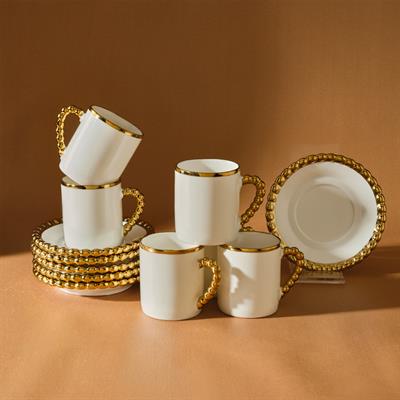 Karaca Boncuk 6 Kişilik 80 Ml Kah, Beyaz