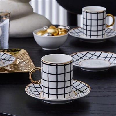 Karaca Perry Çizgili 6 Kişi, Siyah Beyaz