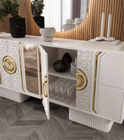 Nesa Orkide Yemek Odası Takımı Konsol+Ayna+Masa+4 Sandalye