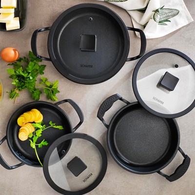 Schafer Hektor 3 Lü Döküm Sahan Seti 6 Parça Siyah