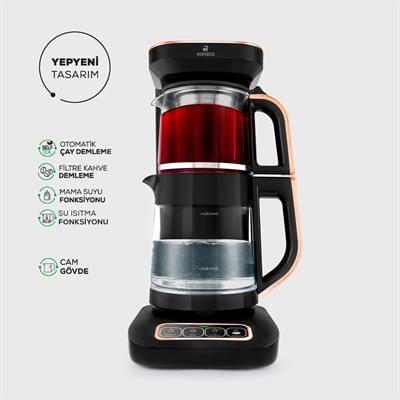 Karaca Çaysever Robotea Pro 4 In 1 Cama Cam Black Copper