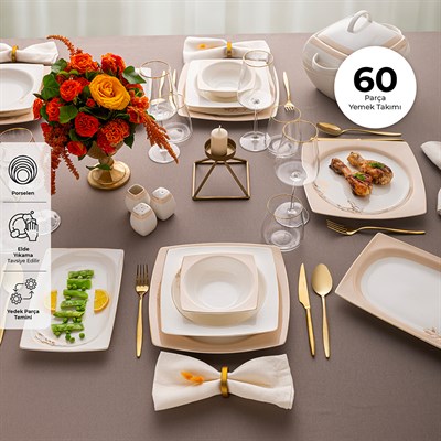 Emsan Fıne Bone Ems Zambak 60 Prç Kare Y.T.