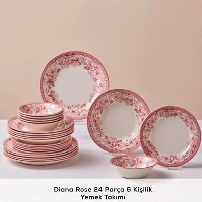 Karaca Dıana Rose Pembe 24 Parça 6 Kişilik Yemek Takımı