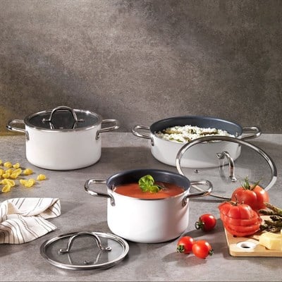 Schafer Everyday 3 Lü Tencere Seti 6 Parça-Krem