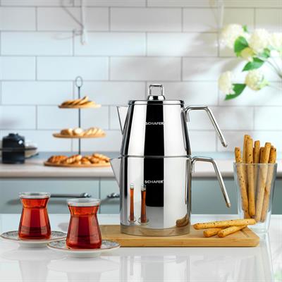 Schafer1s5119-15001-ınx01 Napoli Büyük Boy Çelik Çaydanlık Takımı 4 Prç İnox