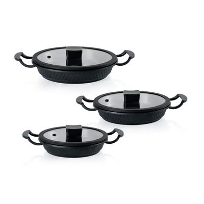 Schafer Hektor 3 Lü Döküm Sahan Seti 6 Parça Siyah