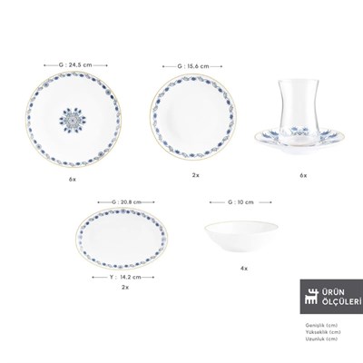 Karaca İznik 26 Prç Kahvaltı Seti, Mavi