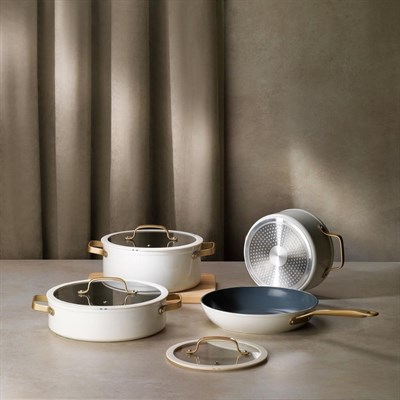 Schafer 1S6476-21003-BYZ01 Sapphire Seramik Tencere Seti 7 Parça-Beyaz/Gold