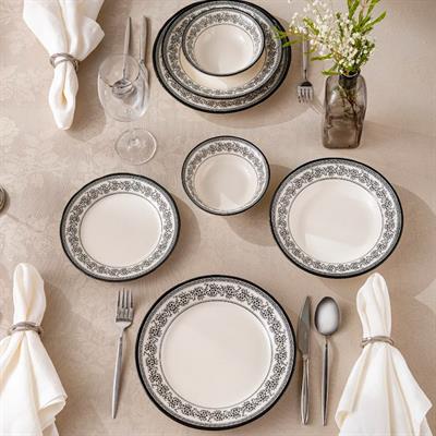 Emsan Arya 24 Parça 6 Kişilik Yemek Takımı Siyah