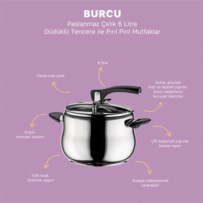 Emsan Burcu 6 Lt Duduklu Tencere