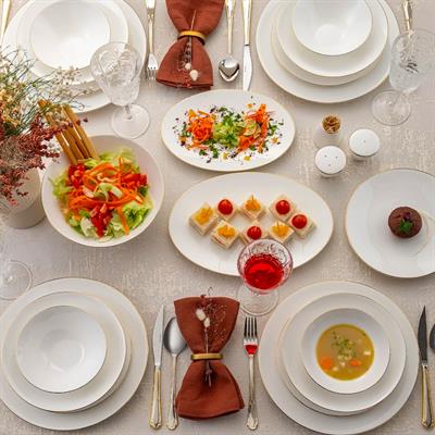 Emsan Fıne Bone Elmıra Gold 59 Prç.yemek Takımı