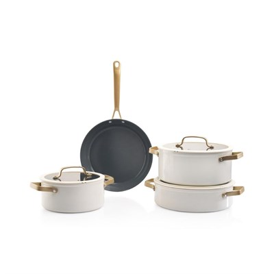 Schafer 1S6476-21003-BYZ01 Sapphire Seramik Tencere Seti 7 Parça-Beyaz/Gold