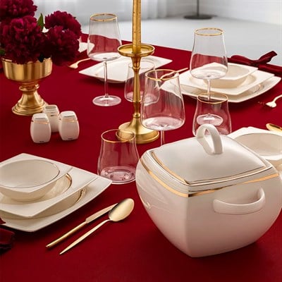 Emsan Hale Gold Fine Bone Yemek Takımı 60 Prç Kare