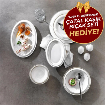 Schafer Superfine Bone Delicea Yemek Takımı 56 Parça-Platin