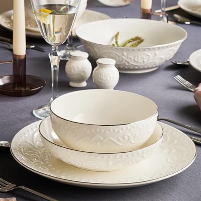 İstanbul Porselen Mahra 29 Parça Yemek Takımı Platın