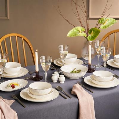 İstanbul Porselen Mahra 29 Parça Yemek Takımı Platın