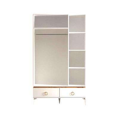 Levent Carina 3 Kapılı 2 Çekmeceli Dolap Beyaz Ceviz