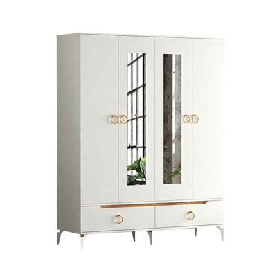 Levent Carina 4 Kapılı 2 Çekmeceli Dolap Beyaz Ceviz