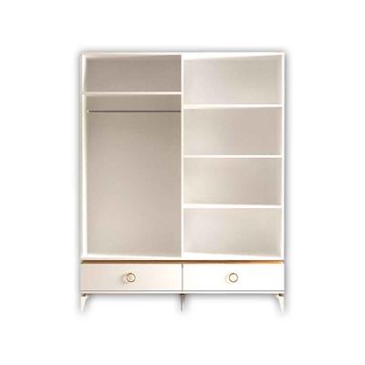 Levent Carina 4 Kapılı 2 Çekmeceli Dolap Beyaz Ceviz