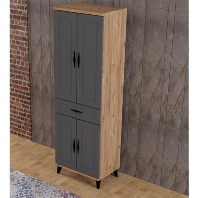 Levent Dlp.0001-245 4 Kapaklı 1 Çekmeceli Çok Amaçlı Dolap Meşe Antrasit