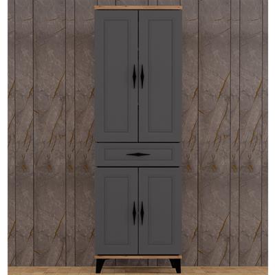 Levent Dlp.0001-245 4 Kapaklı 1 Çekmeceli Çok Amaçlı Dolap Meşe Antrasit