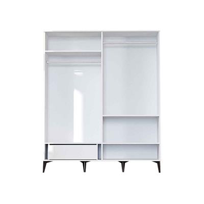 Levent Tire 4 Kapılı Dolap Beyaz Siyah