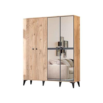 Levent Tire 4 Kapılı Dolapatlantik Çam Siyah