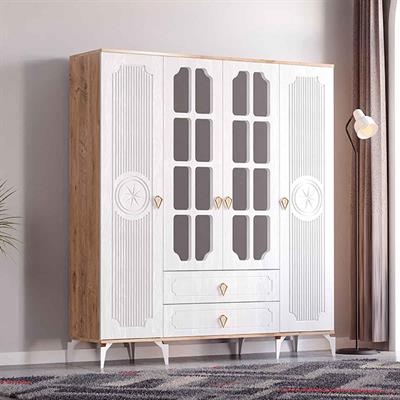 Levent Uzay Country 4 Kapılı 2 Çekmeceli Dolap Atlantik Çam Beyaz