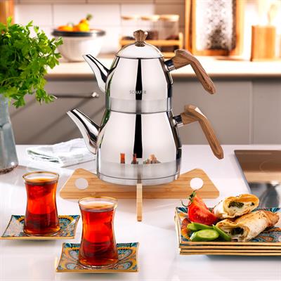 Schafer 1s4240-15001-kah01 Luz Orta Boy Çelik Çaydanlık Takımı 3 Prç Kahve