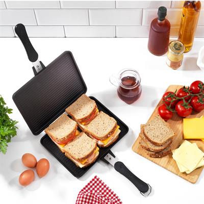 Schafer 1s7015-19077-siy01 Tastematik Döküm Ocak Üstü Tost Izgara 20*26 Cm 2 Parça