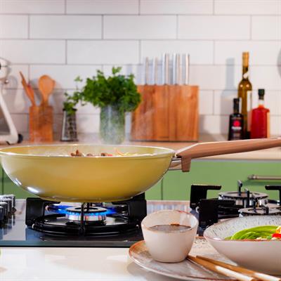 Schafer Fiesta 28 Cm Seramik Wok Tava-yeşil