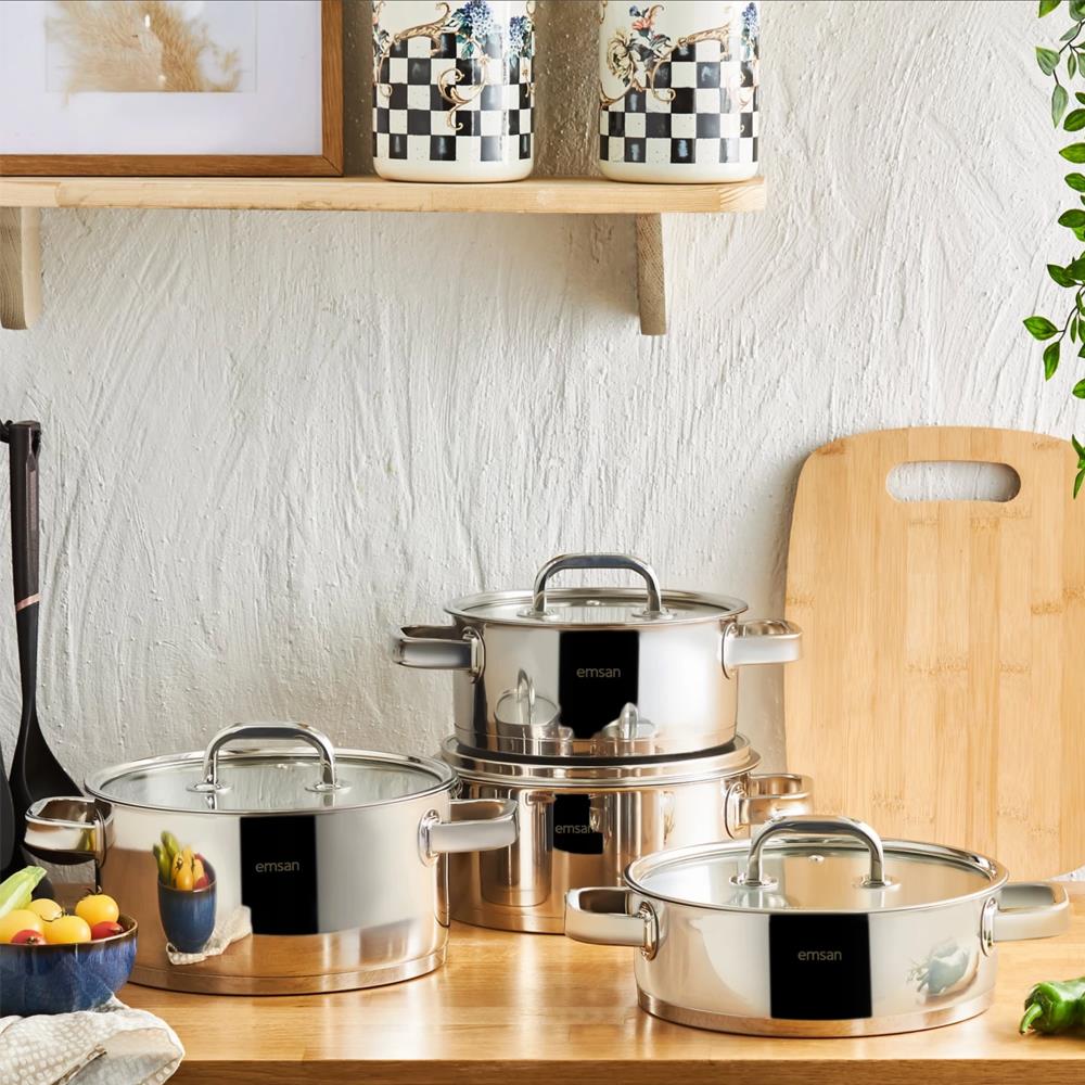 Emsan Mimosa 8 Prç Çelik Tenc Seti - Esme Avm