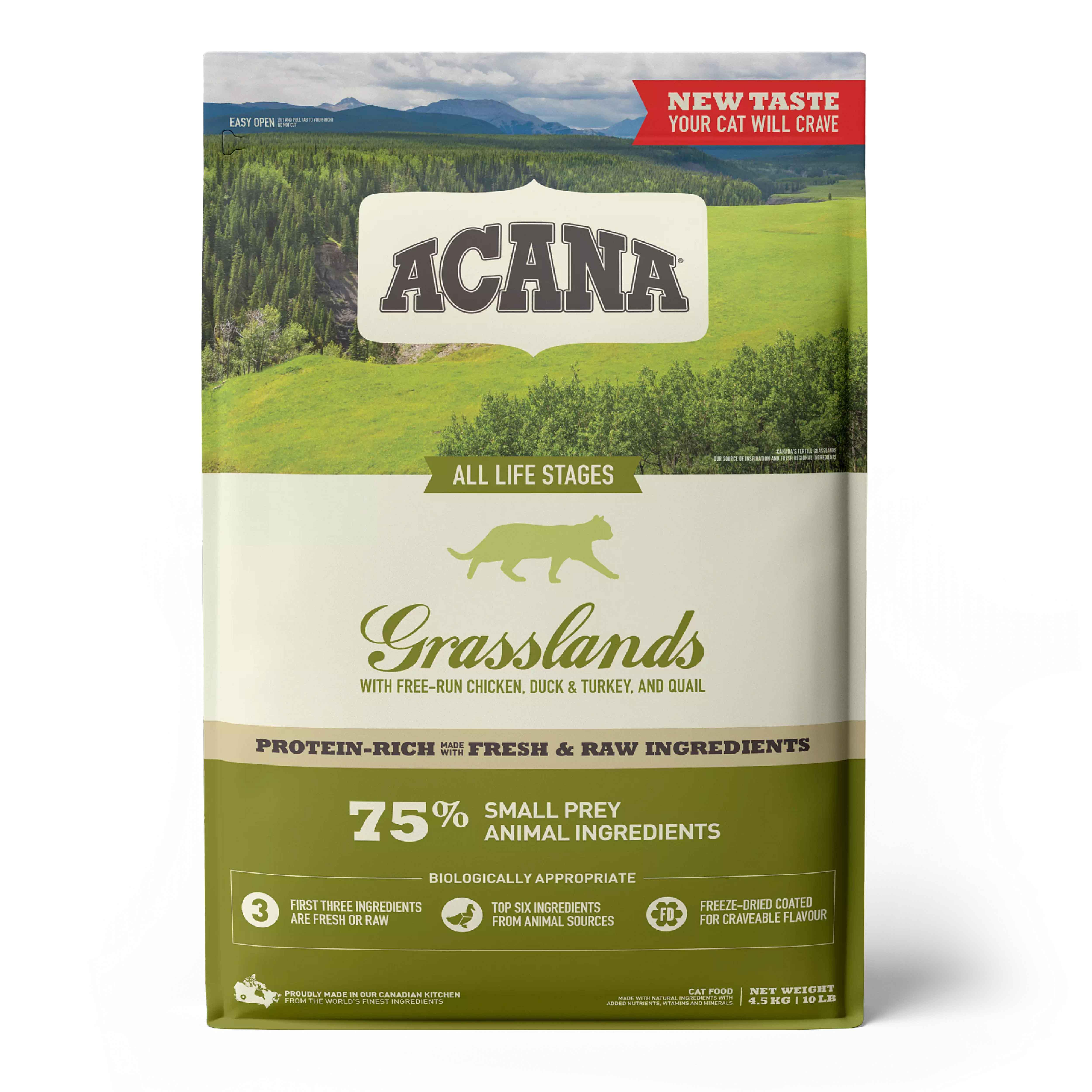 Acana Grasslands Tavuklu ve Ördekli Kedi Maması 4.5 Kg (Tüm Irk ve Yaşam Evreleri İçin)
