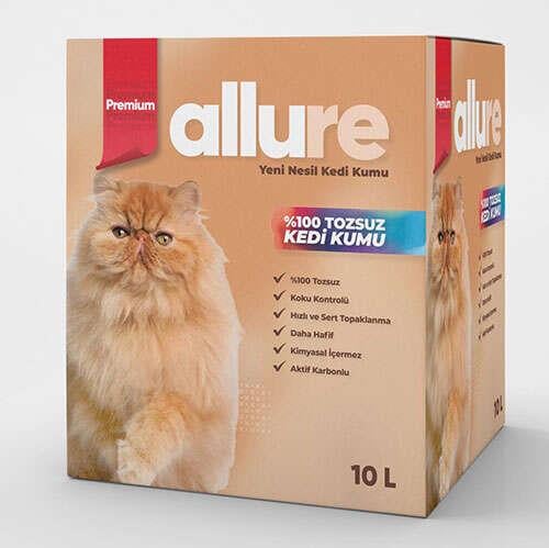 Allure Premium Aktif Karbonlu Tozsuz Ultra Topaklanan Kedi Kumu 10 Lt