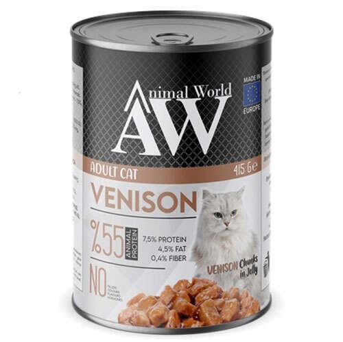 Animal World Chucks in Jelly Venison Geyik Etli Yetişkin Kedi Konserve Maması 415 Gr