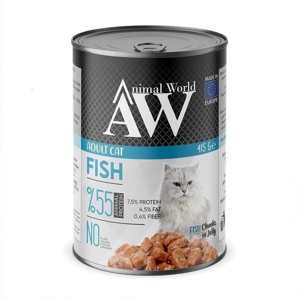 Animal World Jöle İçerisinde Balıklı Yetişkin Kedi Konserve Maması 415 Gr