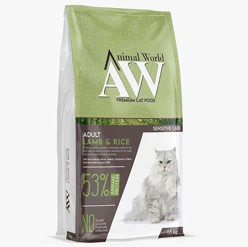 Animal World Kuzu Etli Yetişkin Kedi Maması 1.5 Kg