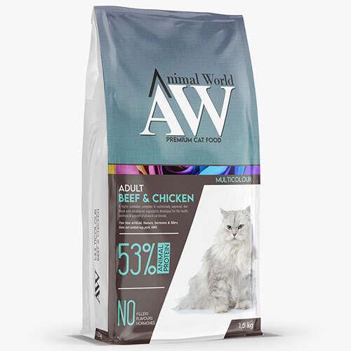 Animal World Multicolour Biftek ve Tavuk Etli Yetişkin Kedi Maması 1.5 Kg