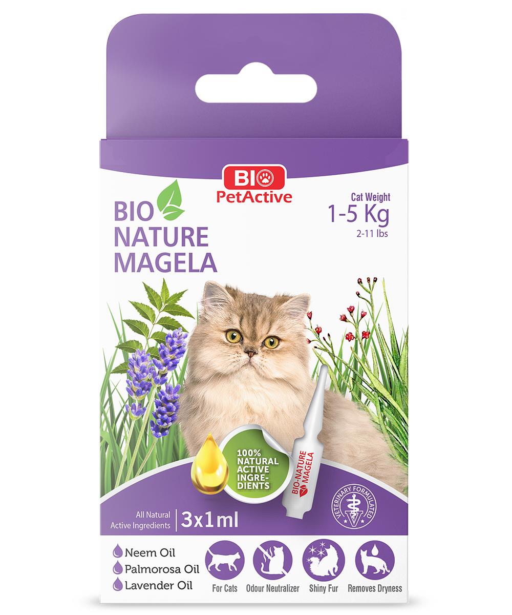 Bio PetActive Nature Magela - Kedi Dış Parazit Damlası Bit ve Pire 3x1ml