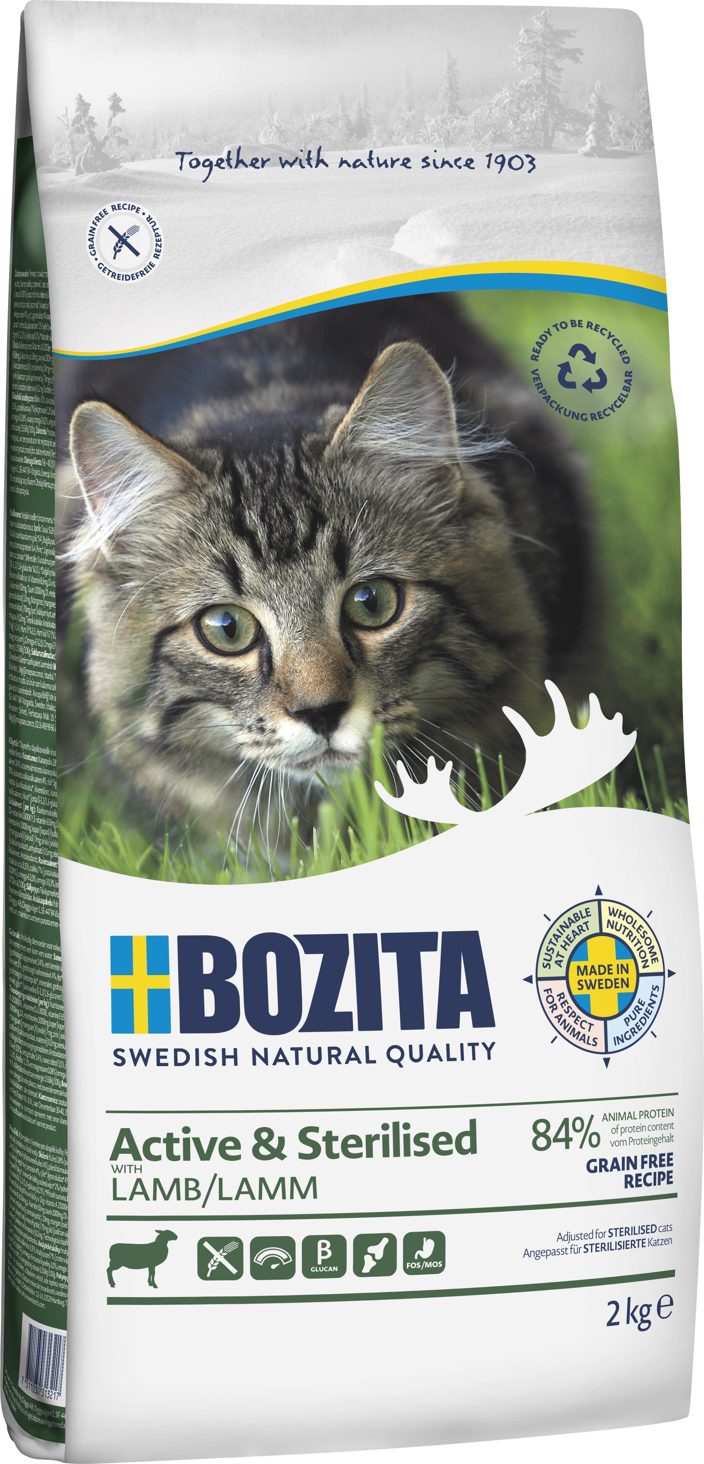 Bozita Active & Sterilised Grain Free Lamb Tahılsız Kuzu Etli Kısırlaştırılmış Kedi Maması 2 Kg