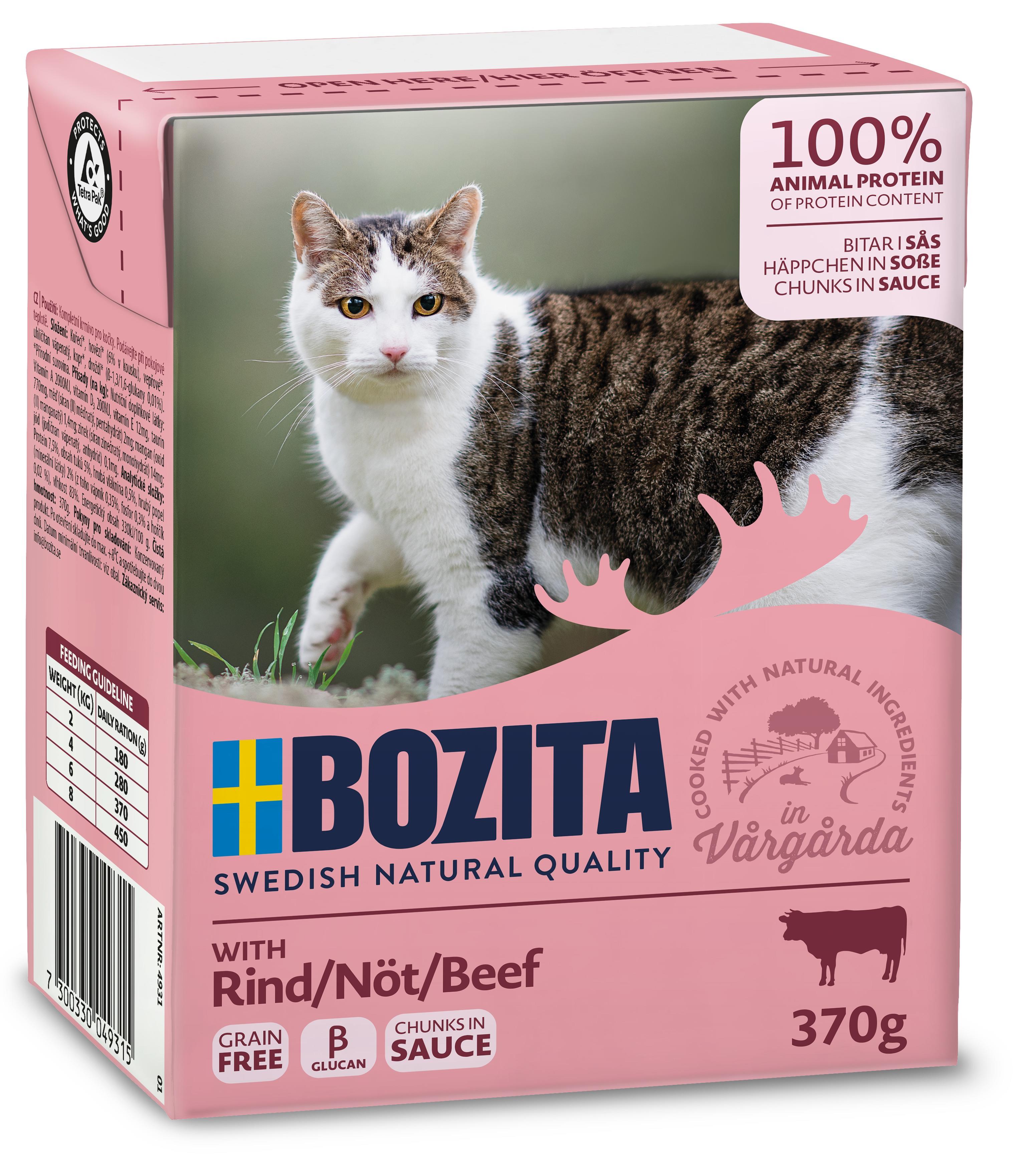 Bozita Tahılsız İsveç Sığırlı Parça Etli Yetişkin Kedi Konservesi 370 Gr