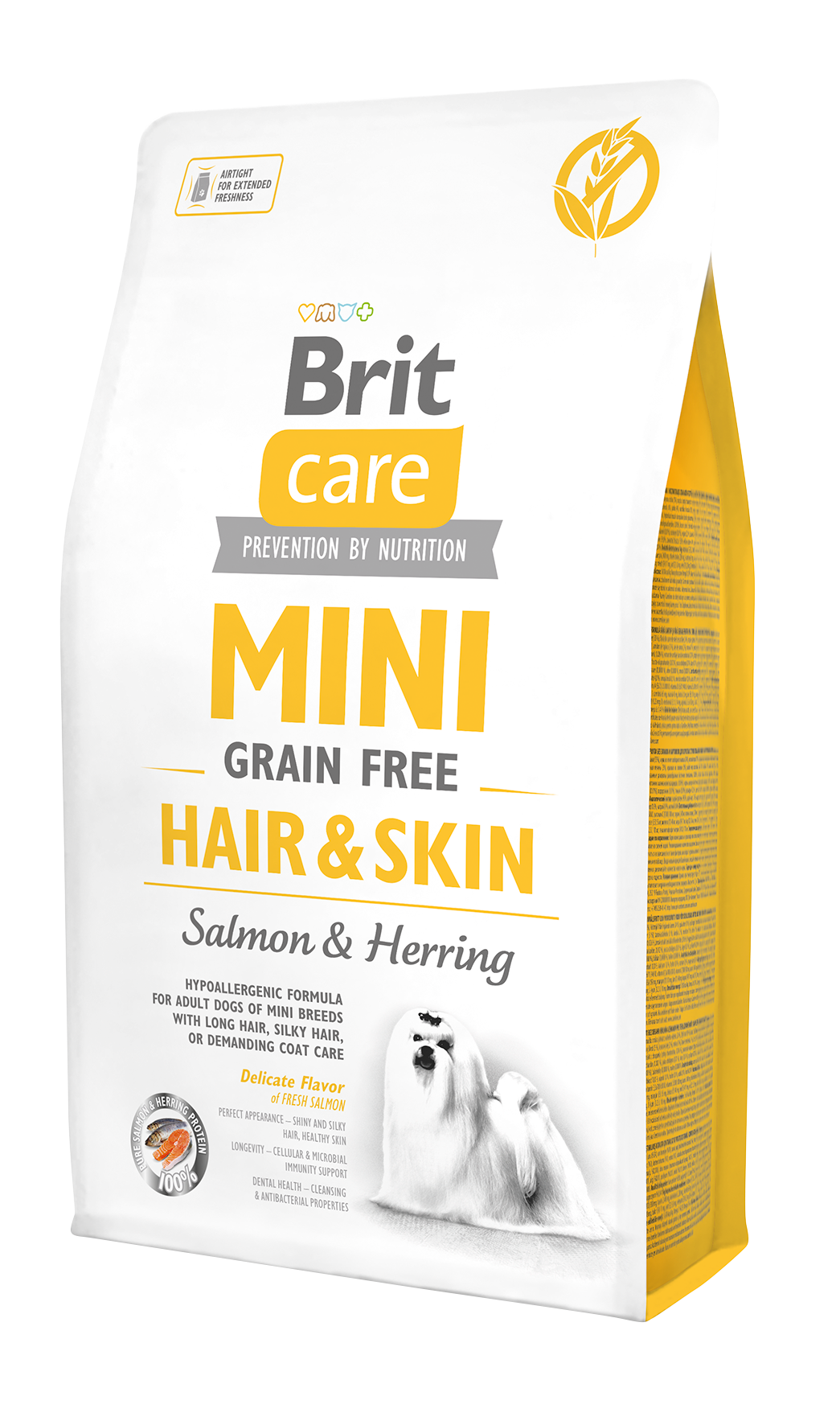Brit Care Mini Hair&Skin Somonlu ve Ringa Balıklı Tahılsız Küçük Irk Yetişkin Köpek Maması 2 Kg