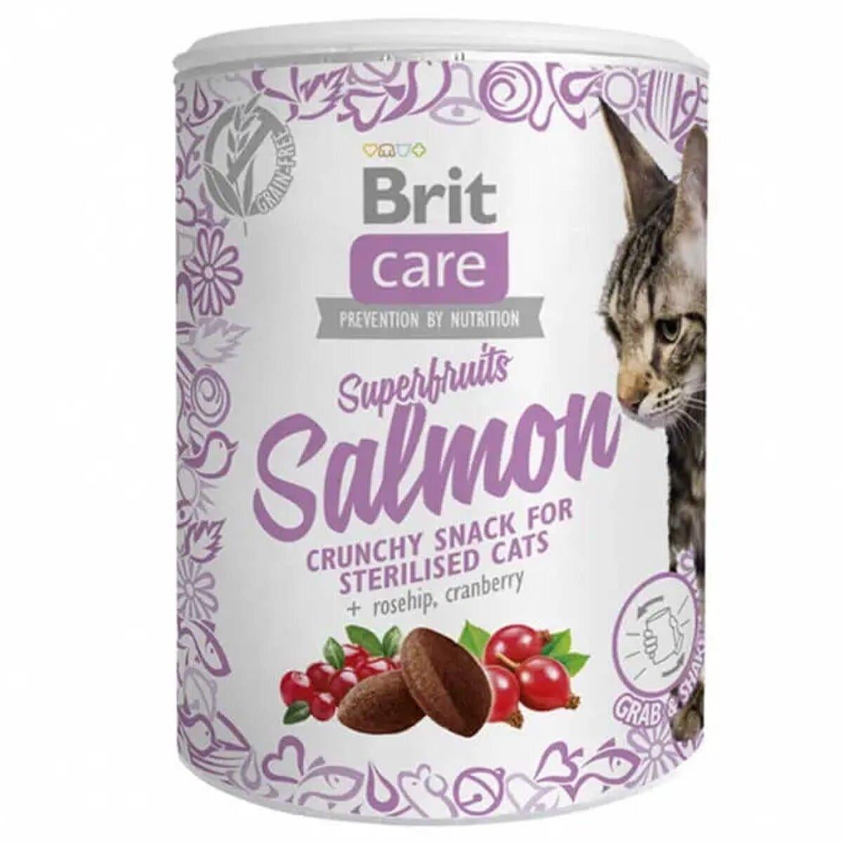 Brit Care Superfruits Somonlu ve Kızılcıklı Kısırlaştırılmış Kıtır Kedi Ödül Maması 100 Gr