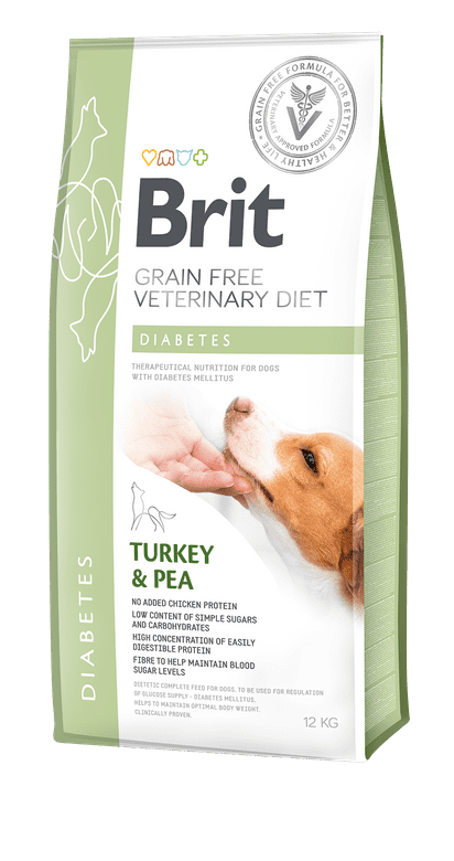 Brit Veterinary Diet Diyabet Hastalığı Olan Köpekler İçin Hindili Tahılsız Köpek Maması 12 Kg
