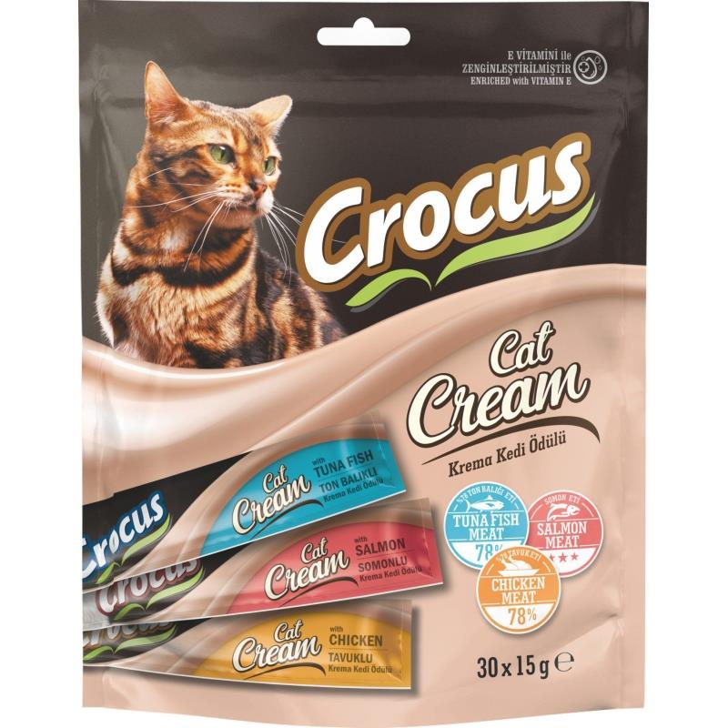 Crocus Çoklu Tavuklu & Ton Balıklı & Somonlu Krema Kedi Ödülü 30x15 Gr