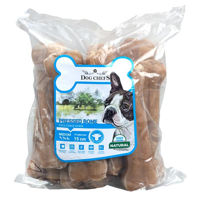 Dog Chefs 15'li Preslenmiş Naturel Kemik 15 Cm