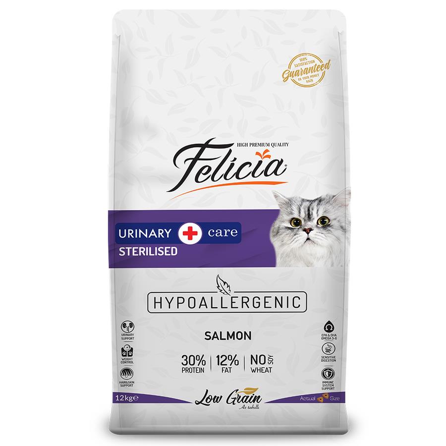Felicia Düşük Tahıllı HypoAllergenic Somonlu Kısırlaştırılmış Kedi Maması 12 Kg