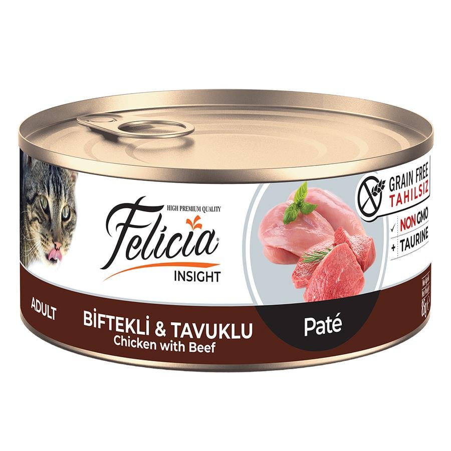 Felicia Tahılsız Biftekli&Tavuklu Konserve Yetişkin Kedi Maması 85 Gr