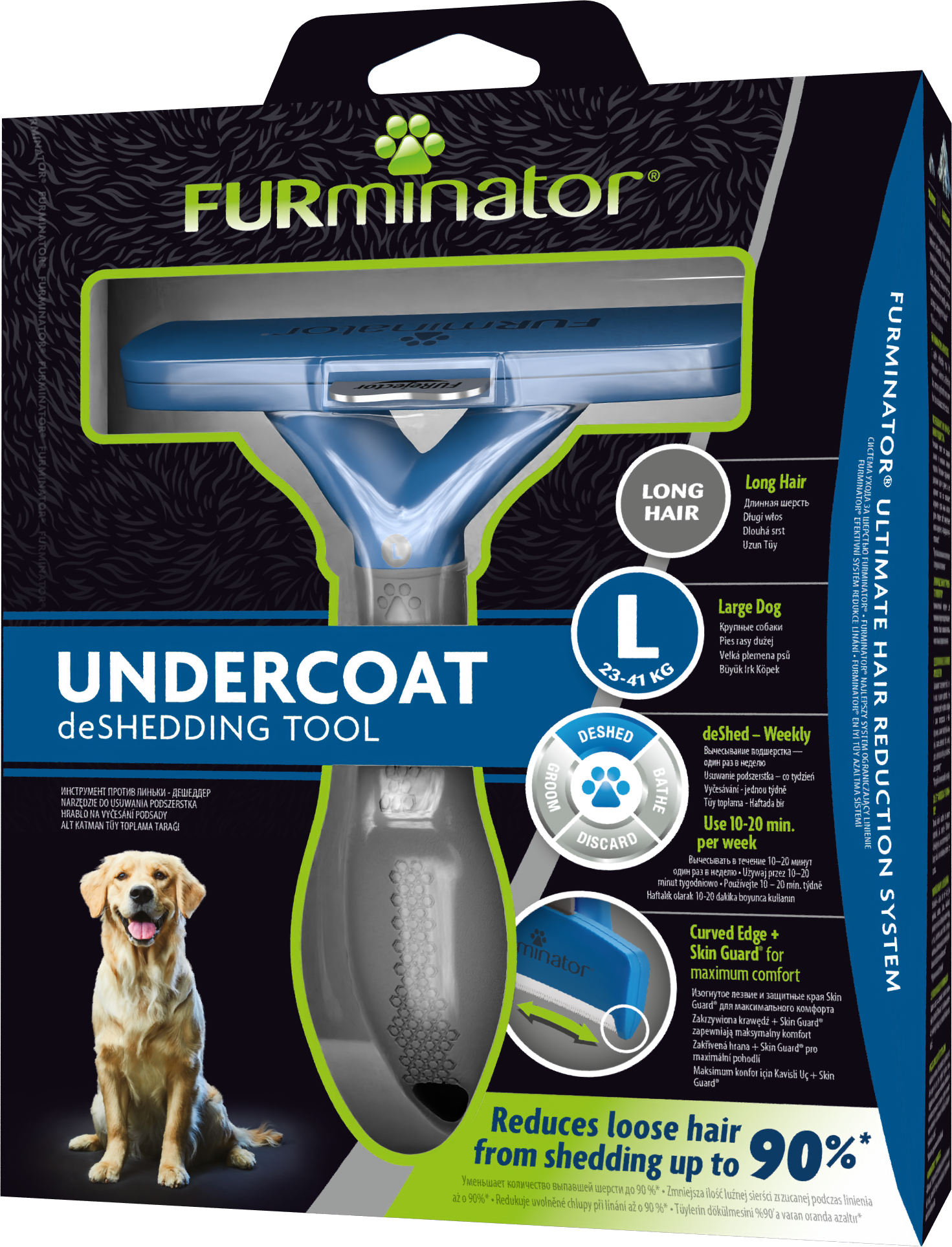 Furminator Longhair Uzun Tüylü Köpekler İçin Tüy Toplama Tarağı (Large)