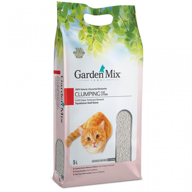 Garden Mix Bentonit Parfümsüz İnce Kedi Kumu 5 Lt